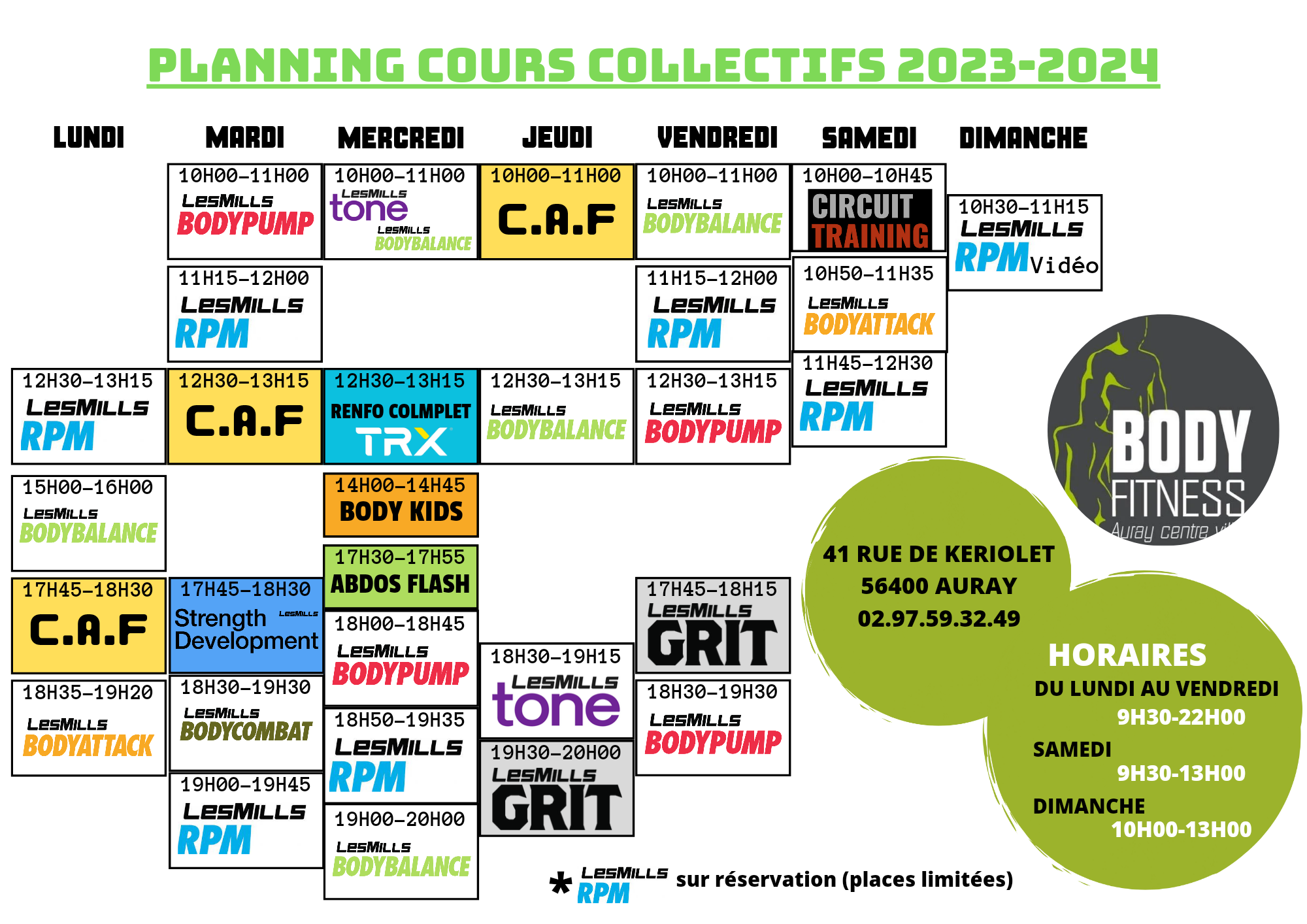 BodyFitness Auray | PLANNING BODYFITNESS 2023-2024 - BodyFitness Auray